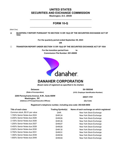 Vorschaubild Danaher Quartalsbericht 2023-q3