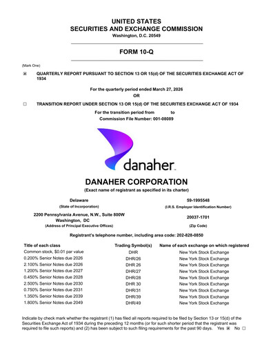 Miniature Danaher Rapport trimestriel 2026-q1