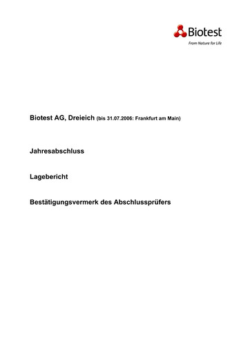 Thumbnail Biotest
 Financial Statement 2006