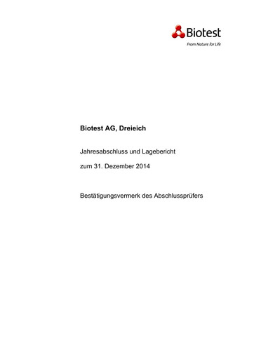 Thumbnail Biotest
 Financial Statement 2014