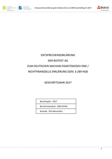 Miniature Biotest
 Rapport de durabilité 2017
