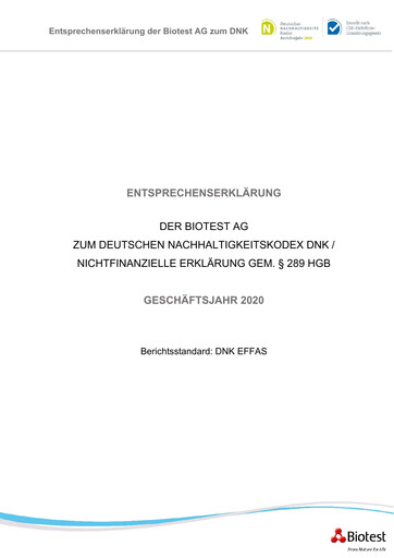 Miniature Biotest
 Rapport de durabilité 2020