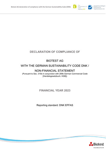 Thumbnail Biotest
 Sustainability Report 2023