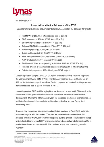 Thumbnail Lynas Financial Report fy2018