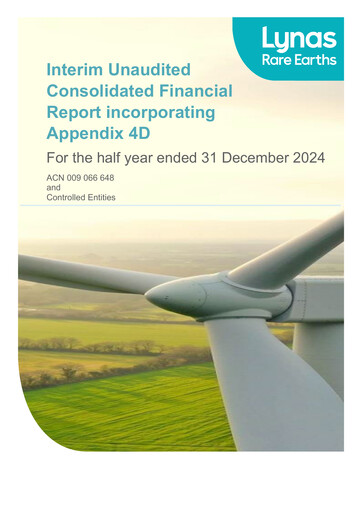 Vorschaubild Lynas Halbjahresbericht 2025-h1