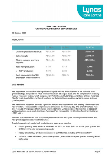 Miniature Lynas Rapport trimestriel 2026-q1