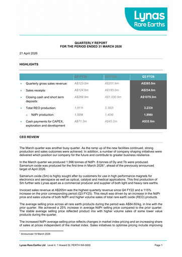 Miniature Lynas Rapport trimestriel 2026-q3