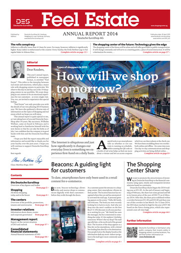 Thumbnail Deutsche EuroShop Annual Report 2014