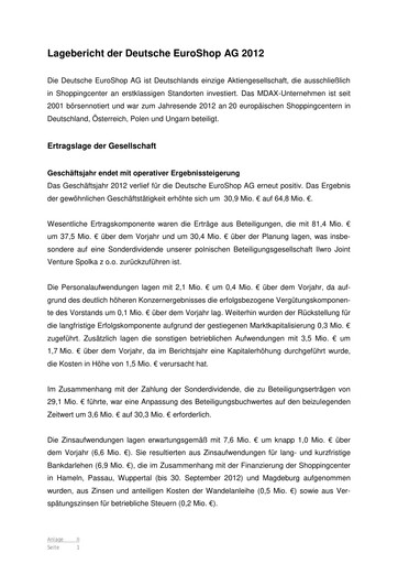 Thumbnail Deutsche EuroShop Financial Statement 2012