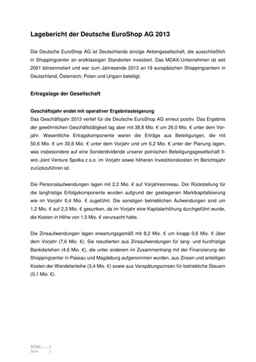 Thumbnail Deutsche EuroShop Financial Statement 2013