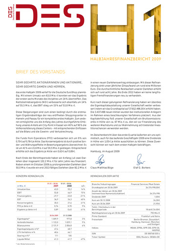 Thumbnail Deutsche EuroShop Half-year Report 2009-h1