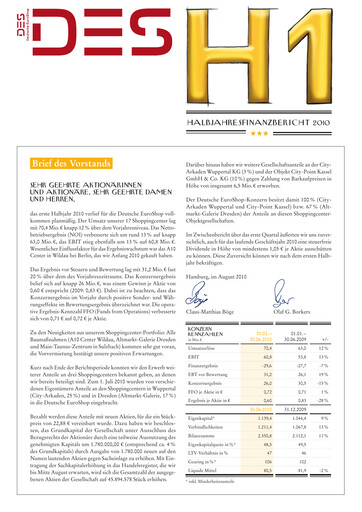 Thumbnail Deutsche EuroShop Half-year Report 2010-h1