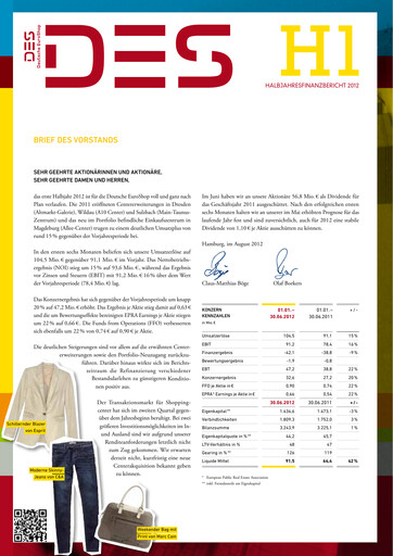 Thumbnail Deutsche EuroShop Half-year Report 2012-h1