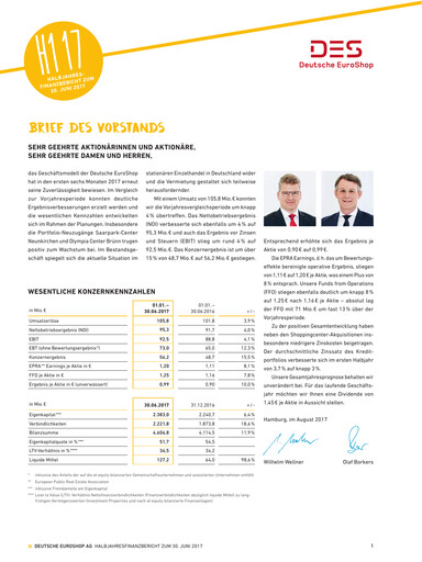 Thumbnail Deutsche EuroShop Half-year Report 2017-h1