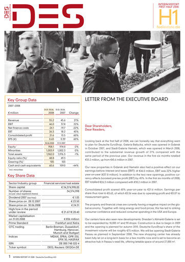 Miniature Deutsche EuroShop Rapport semestriel 2008-h1
