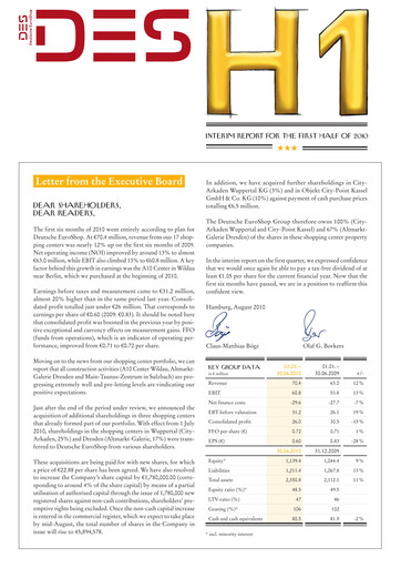 Miniature Deutsche EuroShop Rapport semestriel 2010-h1