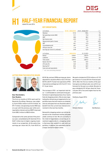 Miniature Deutsche EuroShop Rapport semestriel 2016-h1