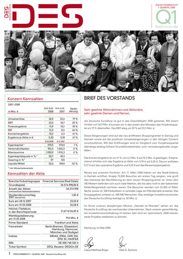 Thumbnail Deutsche EuroShop Quarterly Report 2008-q1