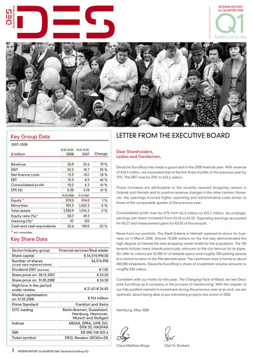 Vorschaubild Deutsche EuroShop Quartalsbericht 2008-q1