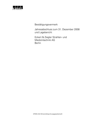 Thumbnail Eckert & Ziegler Financial Statement 2008