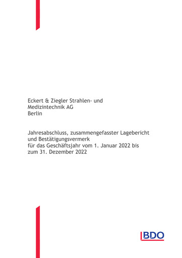 Thumbnail Eckert & Ziegler Financial Statement 2022