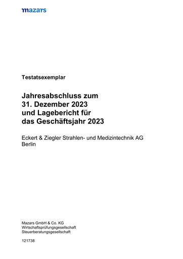 Thumbnail Eckert & Ziegler Financial Statement 2023