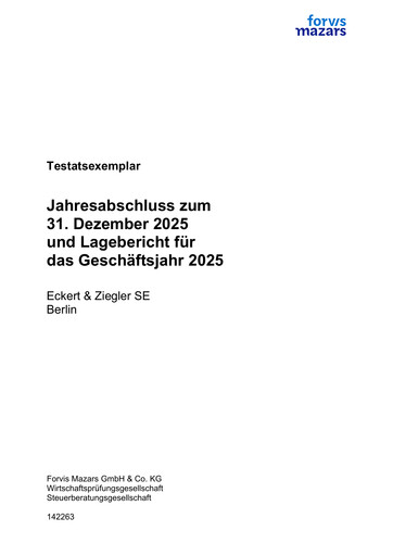 Thumbnail Eckert & Ziegler Financial Statement 2025