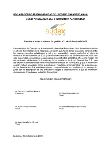 Thumbnail Audax Renovables Financial Statement 2020