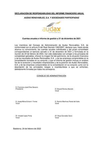 Thumbnail Audax Renovables Financial Statement 2021