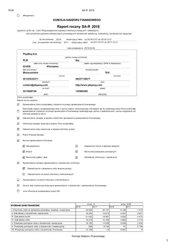 Thumbnail PlayWay Annual Report 2018