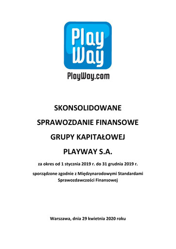 Thumbnail PlayWay Financial Statement 2019