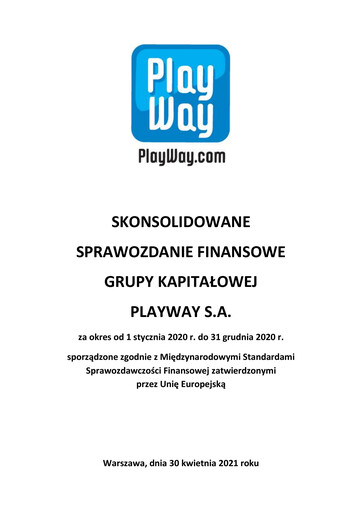 Miniature PlayWay Bilan financier 2020
