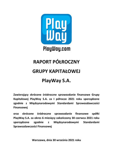 Miniature PlayWay Rapport semestriel 2021-h1