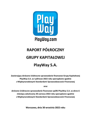 Miniature PlayWay Rapport semestriel 2022-h1
