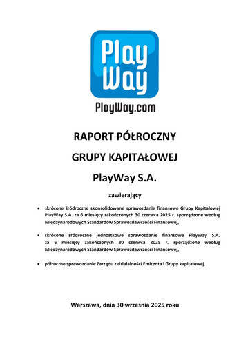 Miniature PlayWay Rapport semestriel 2025-h1