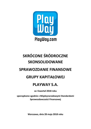 Miniature PlayWay Rapport trimestriel 2018-q1