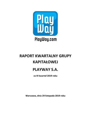 Miniature PlayWay Rapport trimestriel 2019-q3