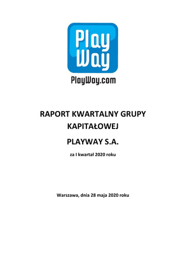 Miniature PlayWay Rapport trimestriel 2020-q1