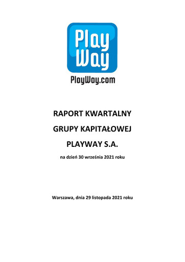 Miniature PlayWay Rapport trimestriel 2021-q3