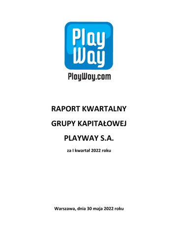 Miniature PlayWay Rapport trimestriel 2022-q1