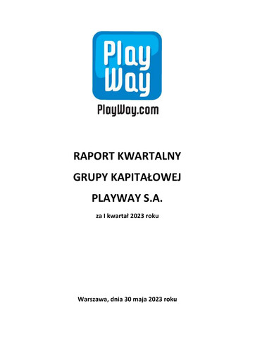 Miniature PlayWay Rapport trimestriel 2023-q1