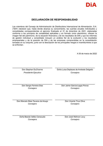 Thumbnail (DIA) Distribuidora Internacional de Alimentación Financial Statement 2021