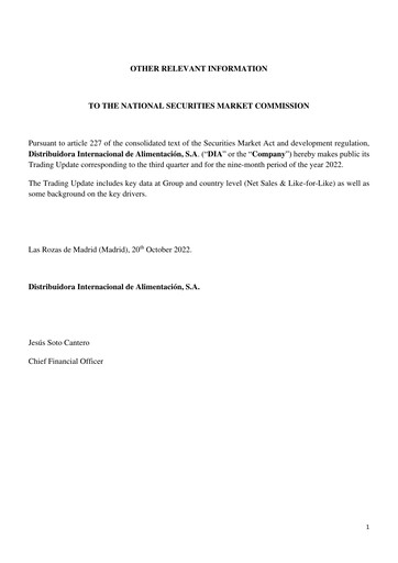 Miniature (DIA) Distribuidora Internacional de Alimentación Rapport trimestriel 2022-q3