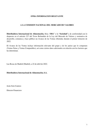 Thumbnail (DIA) Distribuidora Internacional de Alimentación Quarterly Report 2022-q1