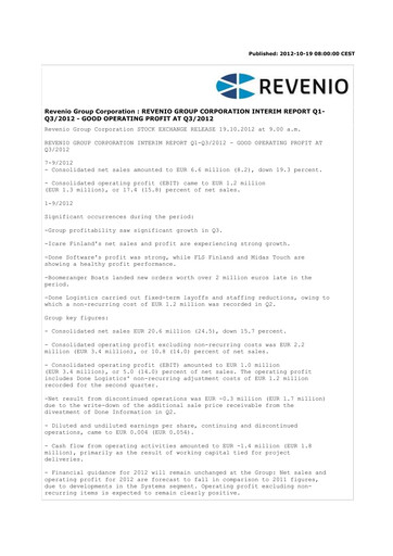 Thumbnail Revenio Quarterly Report 2012-q3
