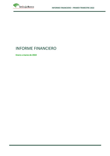 Miniature Unicaja Banco Rapport trimestriel 2022-q1
