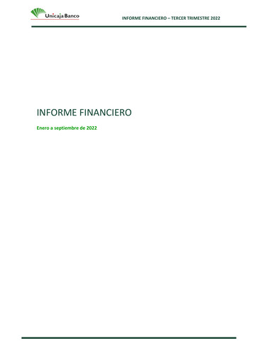 Miniature Unicaja Banco Rapport trimestriel 2022-q3