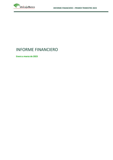 Miniature Unicaja Banco Rapport trimestriel 2023-q1