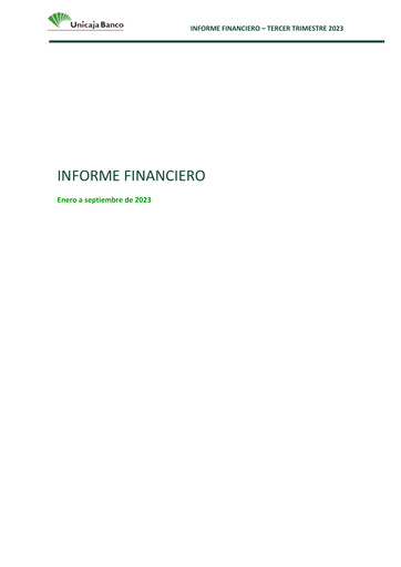 Miniature Unicaja Banco Rapport trimestriel 2023-q3