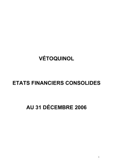 Thumbnail Vetoquinol Financial Statement 2006